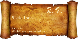 Rick Ince névjegykártya